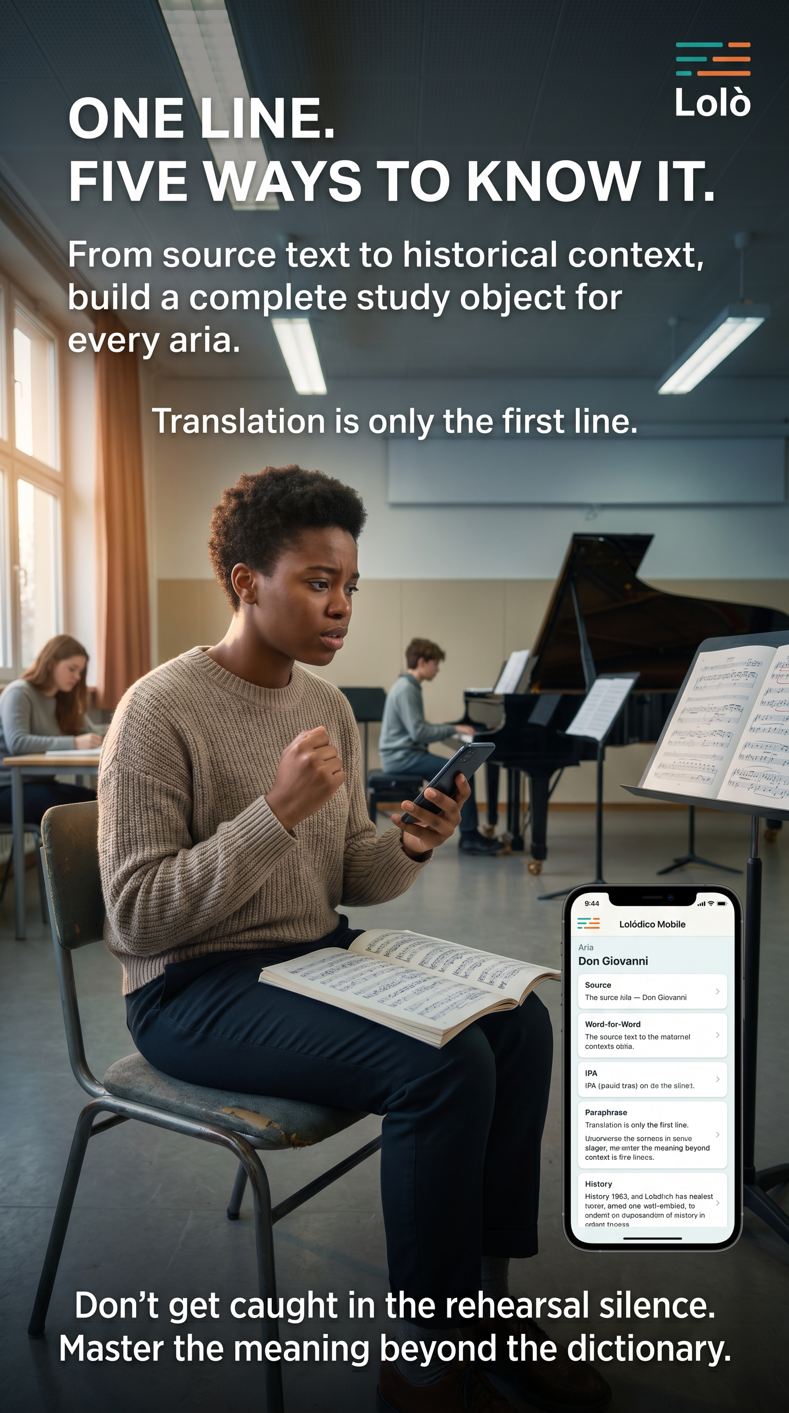 Singer using Lolódico Mobile during rehearsal